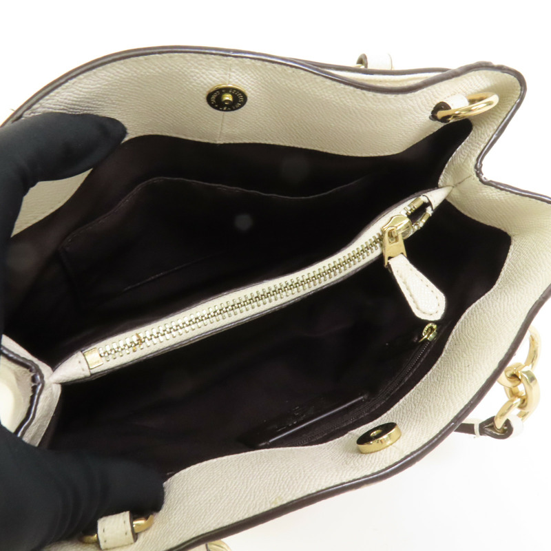 COACH 牛皮皮革Shoulder Bag金扣手挽肩背兩用袋-4