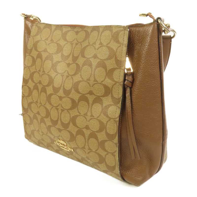 COACH 塗層帆布/牛皮皮革Shoulder Bag金扣肩背袋-2