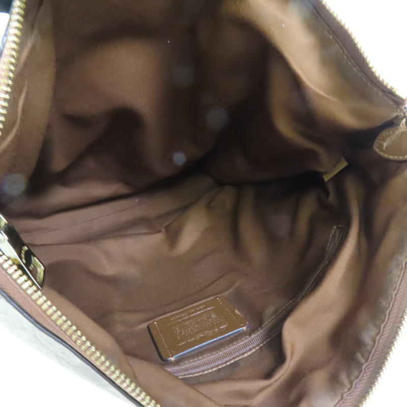 COACH 塗層帆布/牛皮皮革Shoulder Bag金扣肩背袋-4