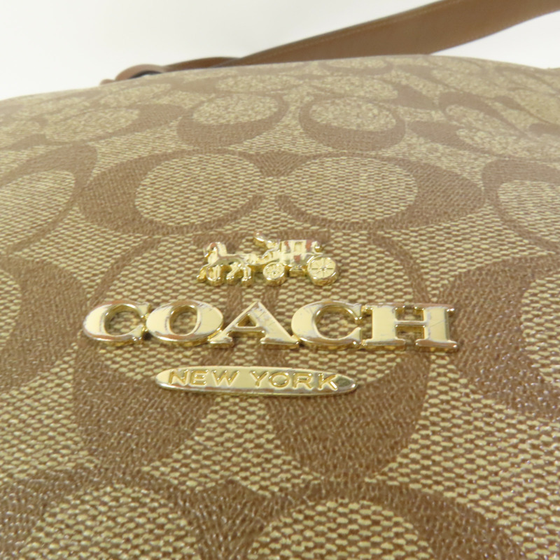 COACH 塗層帆布/牛皮皮革Shoulder Bag金扣肩背袋-6