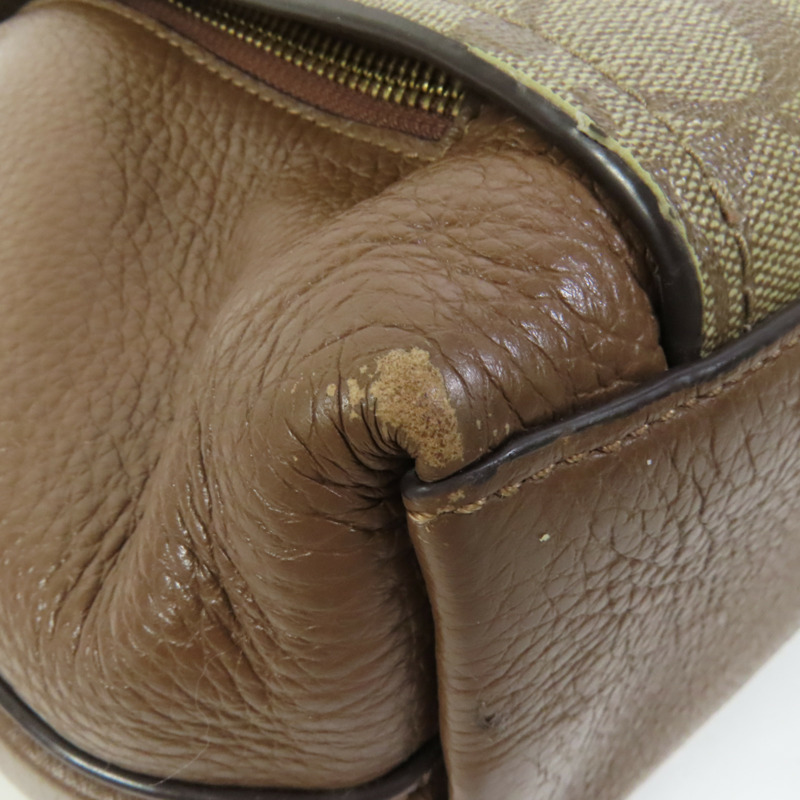 COACH 塗層帆布/牛皮皮革Shoulder Bag金扣肩背袋-10
