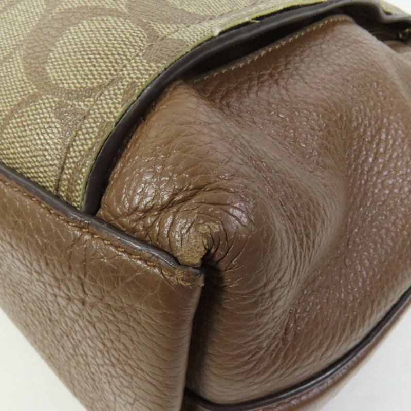 COACH 塗層帆布/牛皮皮革Shoulder Bag金扣肩背袋-11