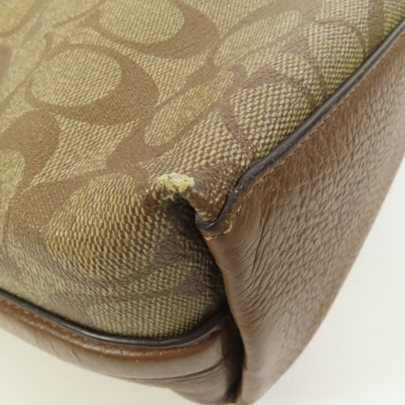 COACH 塗層帆布/牛皮皮革Shoulder Bag金扣肩背袋-12