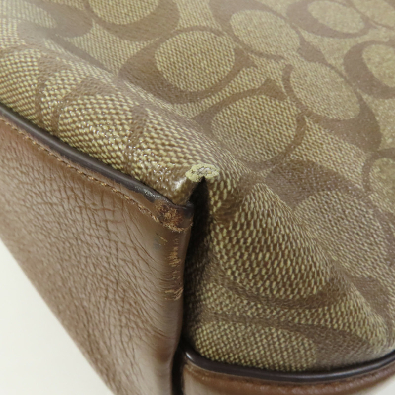 COACH 塗層帆布/牛皮皮革Shoulder Bag金扣肩背袋-13