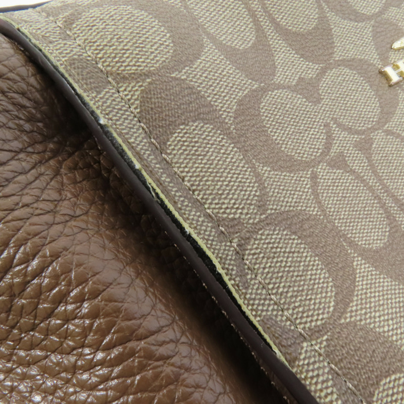 COACH 塗層帆布/牛皮皮革Shoulder Bag金扣肩背袋-15