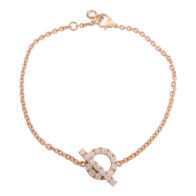 HERMES 18K玫瑰金Finesse Bracelet鑽石手鏈-3