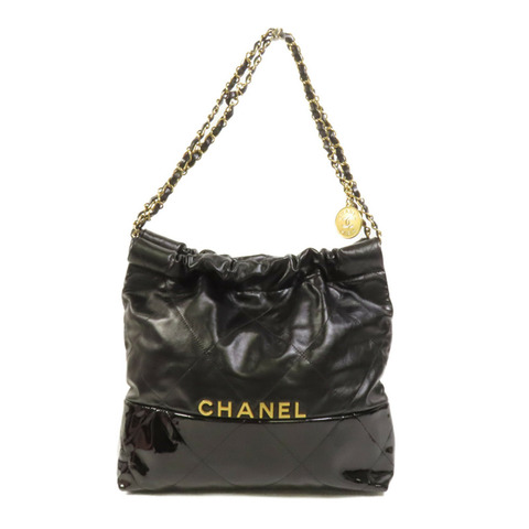 CHANEL 牛皮皮革/漆皮皮革Chanel 22 Small金扣鏈帶肩背袋