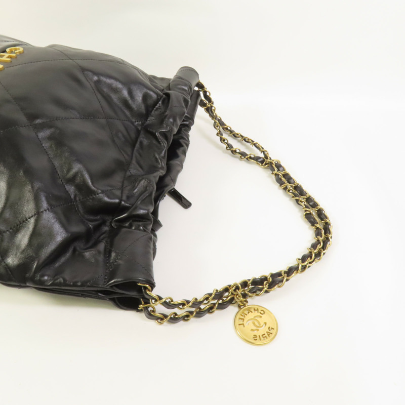 CHANEL 牛皮皮革/漆皮皮革Chanel 22 Small金扣鏈帶肩背袋-4