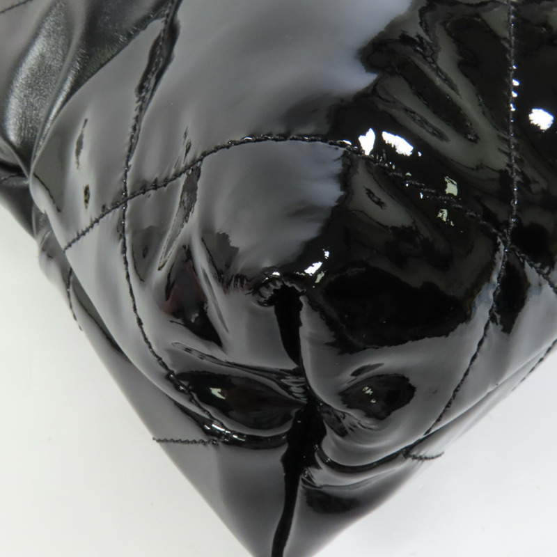 CHANEL 牛皮皮革/漆皮皮革Chanel 22 Small金扣鏈帶肩背袋-12