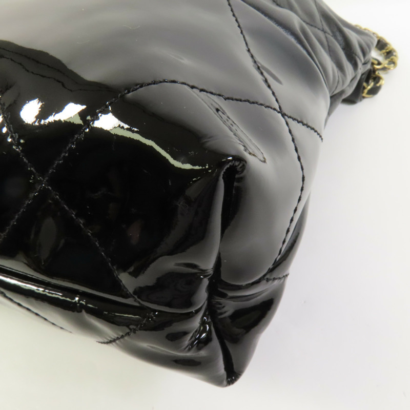 CHANEL 牛皮皮革/漆皮皮革Chanel 22 Small金扣鏈帶肩背袋-15