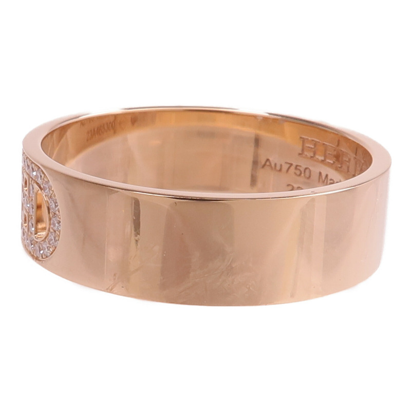 HERMES 18K玫瑰金H D'ancre Diamond鑽石戒指Hermes#55/US#7-2