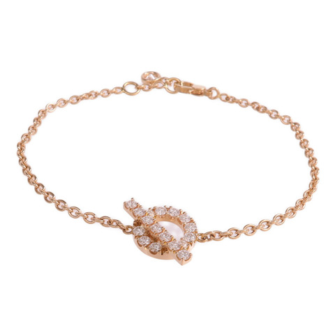 HERMES 18K玫瑰金Finesse Bracelet鑽石手鏈