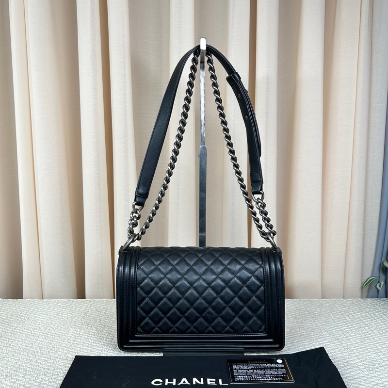 Chanel香奈兒黑銀牛皮leboy鏈條包 可單肩可斜挎 百搭經典時尚 包型完美非常力挺 容量實用 日常通勤百搭氣質款 附件:防塵袋 尺寸:25.5*18*15cm-5