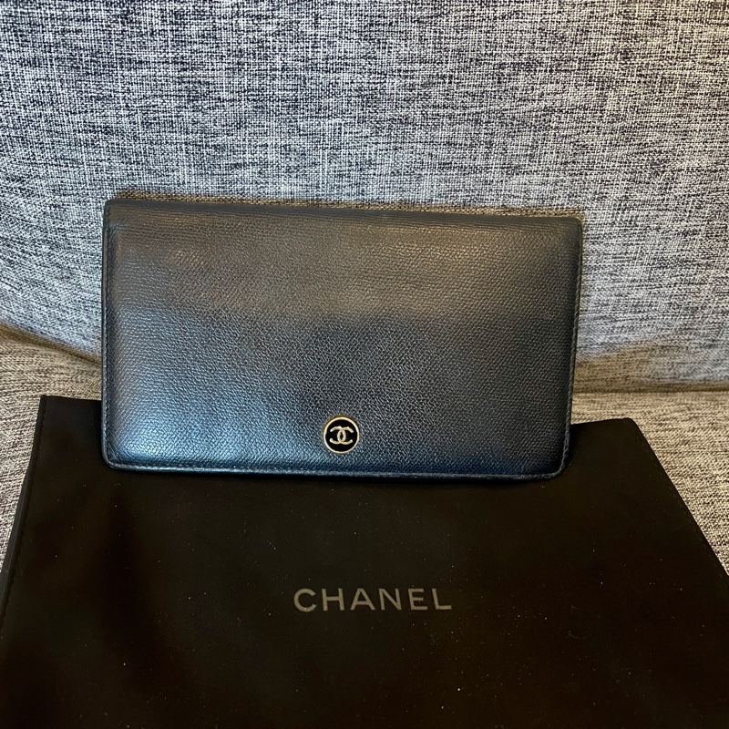 Chanel 香奈兒 皮夾 長夾 黑色 老香 二手-2