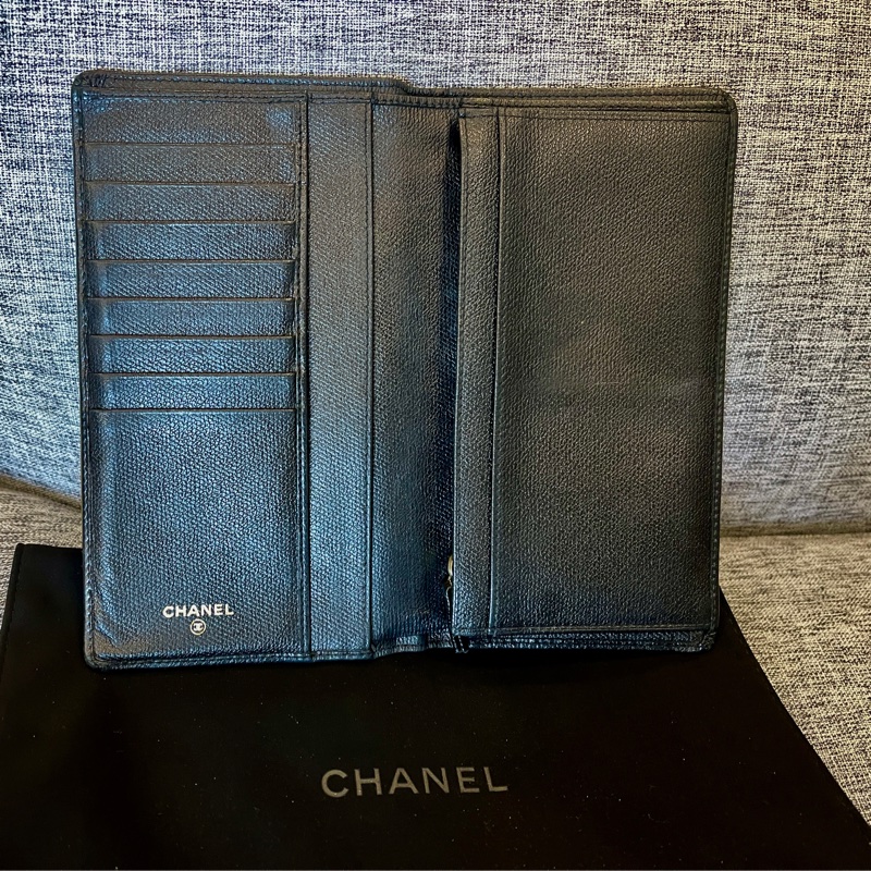 Chanel 香奈兒 皮夾 長夾 黑色 老香 二手-3