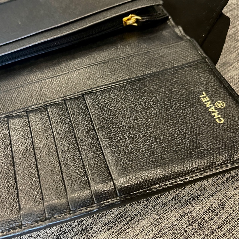 Chanel 香奈兒 皮夾 長夾 黑色 老香 二手-4