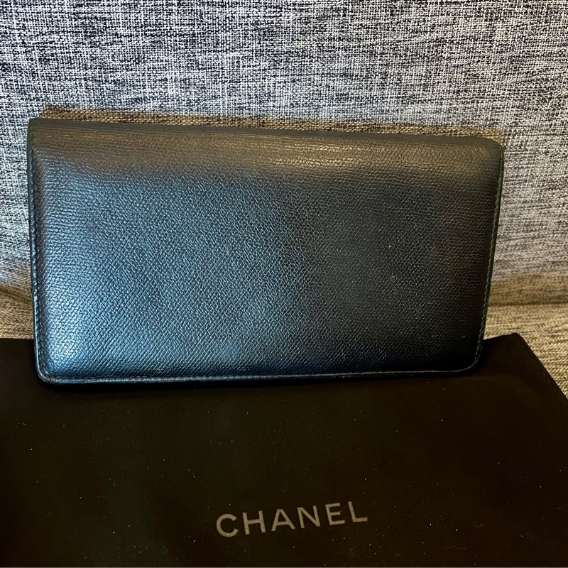 Chanel 香奈兒 皮夾 長夾 黑色 老香 二手-5