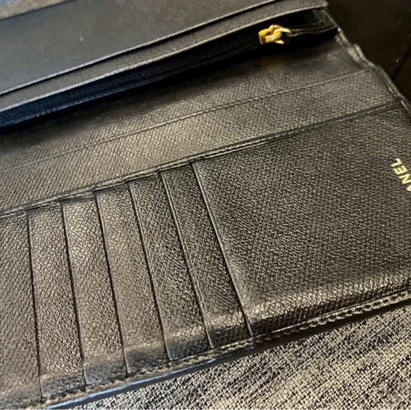 Chanel 香奈兒 皮夾 長夾 黑色 老香 二手-7