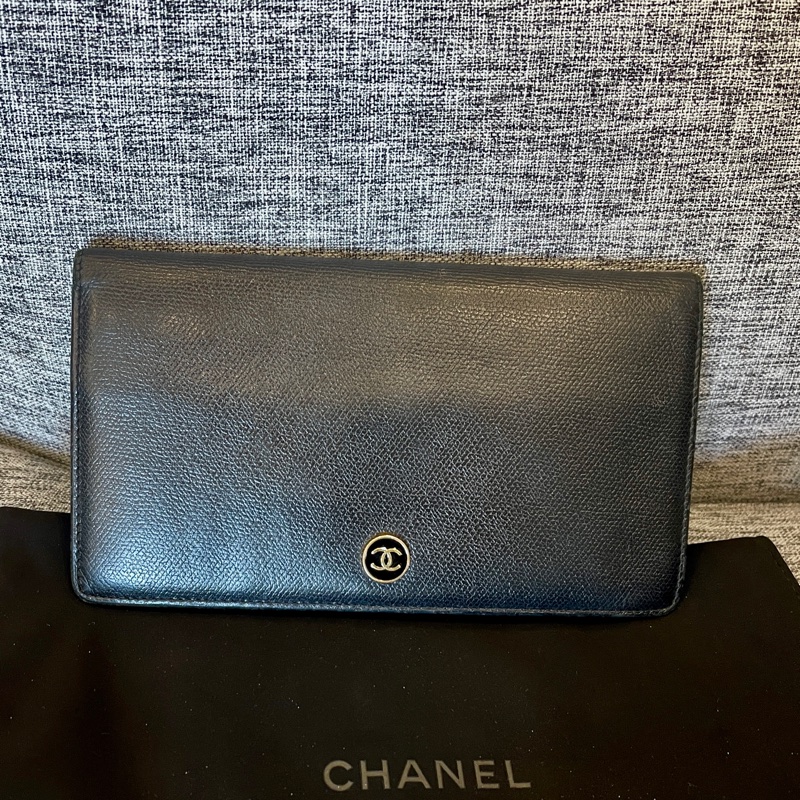 Chanel 香奈兒 皮夾 長夾 黑色 老香 二手-8