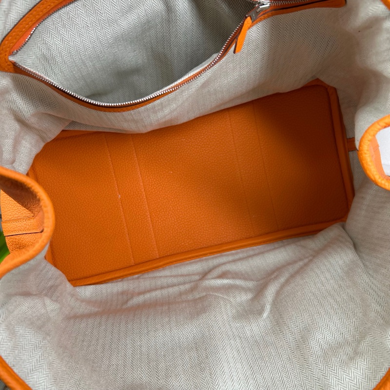 Hermes愛馬仕花園36 橙色托特包 銀扣 皮質細膩 包型飽滿 手提設計 容量大 日常通勤逛街都合適 附件:防塵袋 尺寸:36*18*27cm-5
