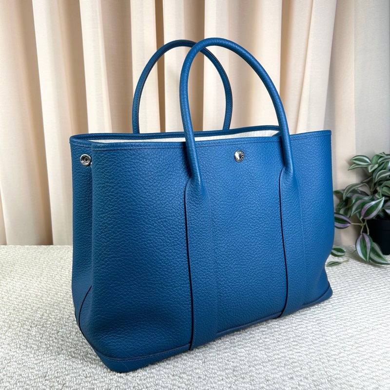 愛馬仕Hermes花園36藍色銀扣 容量大 內里乾淨 尺寸:36×27*18cm-4