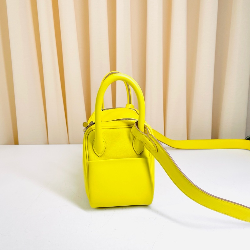 Hermes/愛馬仕 99新 mini lindy 檸檬黃銀扣-4
