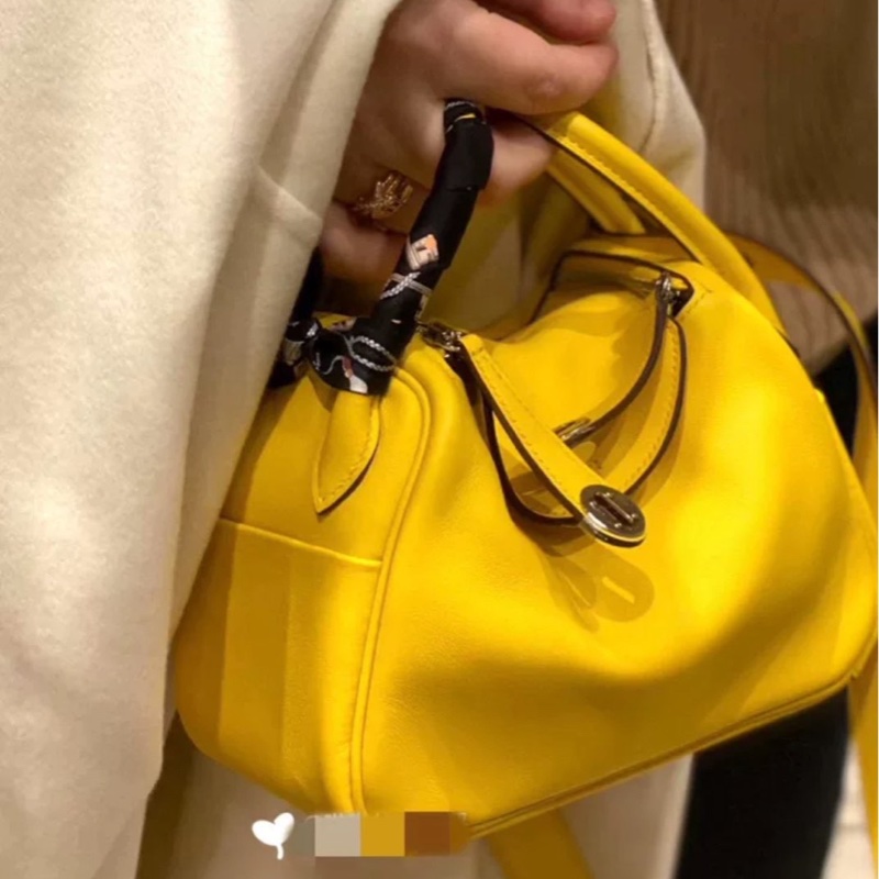 Hermes/愛馬仕 99新 mini lindy 檸檬黃銀扣-7