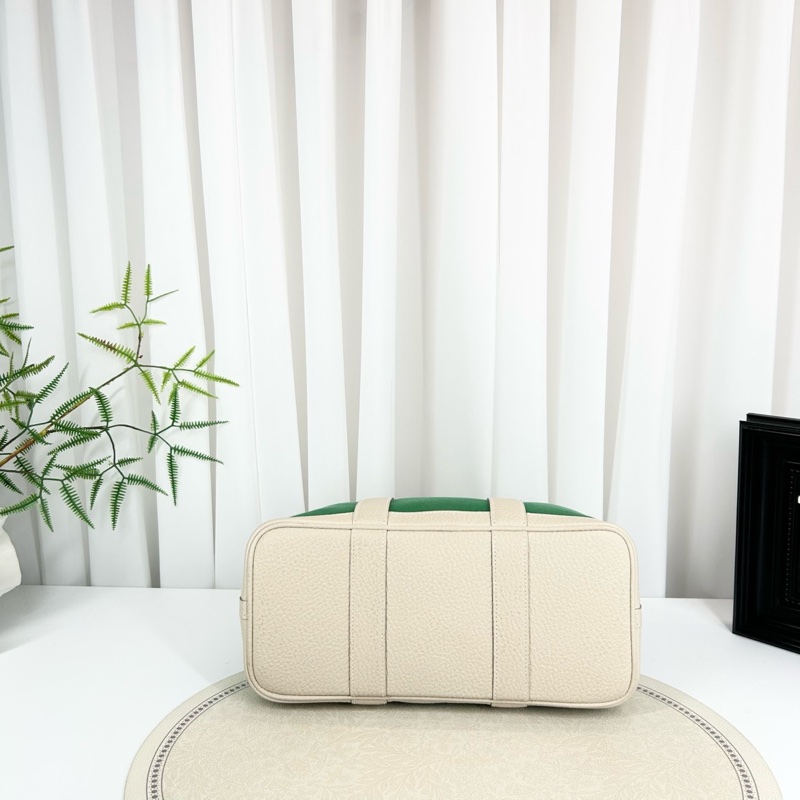 HERMES/愛馬仕 97新 帆布拼皮竹子綠拼奶昔白 花園30-4