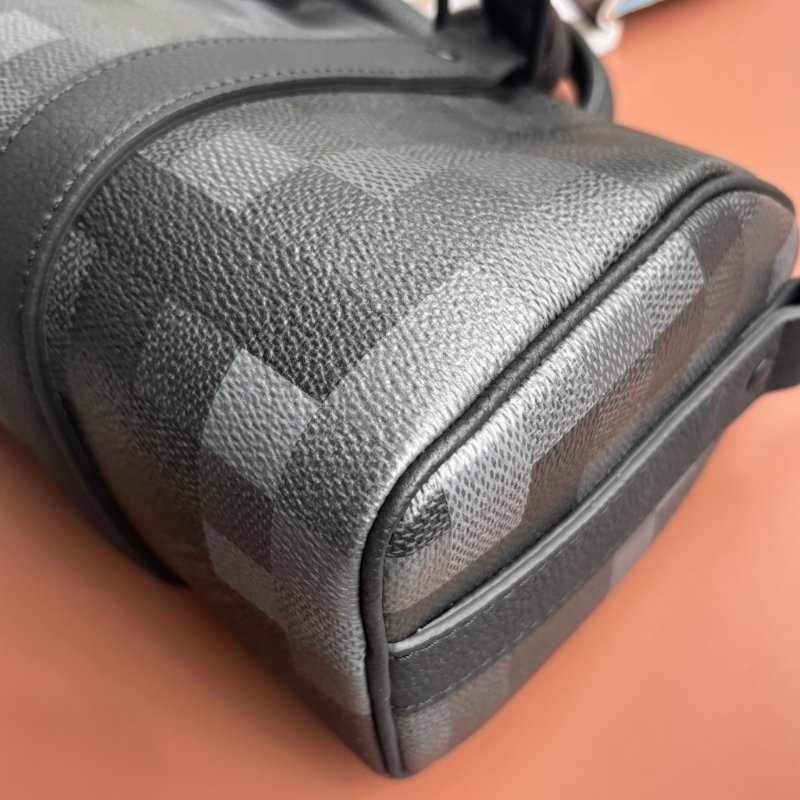 ::LOUIS VUITTON:: LV CO M14919 Keepall Bandoulière 25 DAMOFLAGE 黑色棋盤格手提斜背包-7