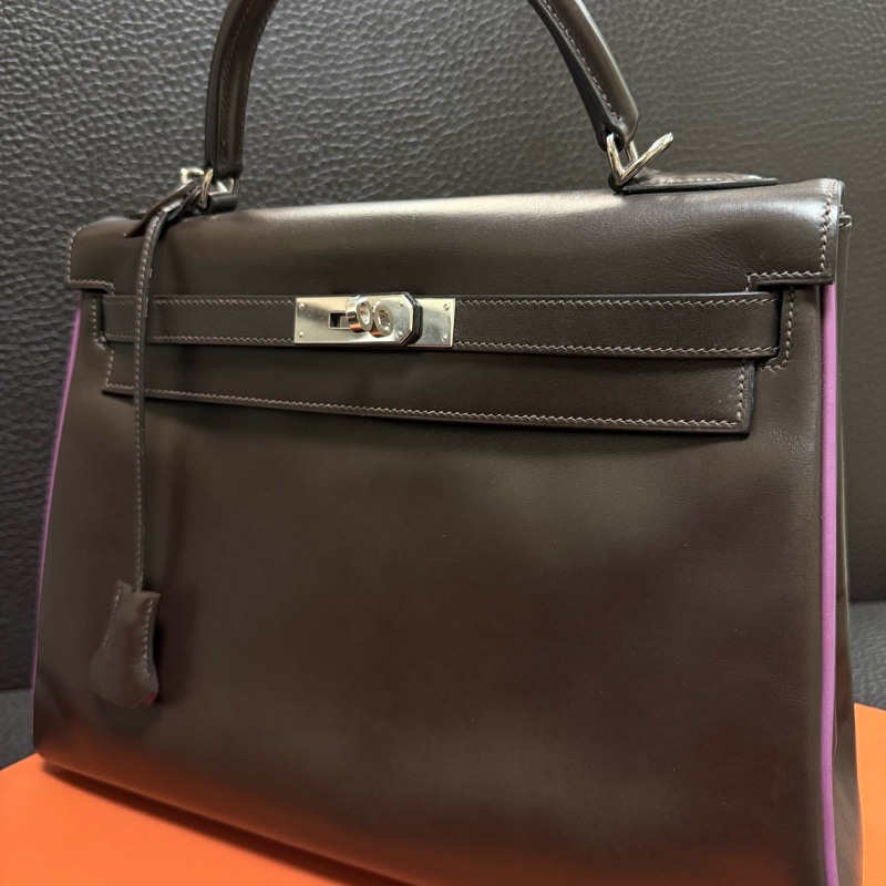 Hermes Kelly 2 Handbag 凱莉包 咖紫 復古絕版品-1