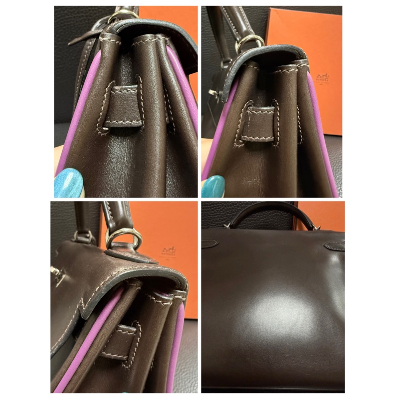 Hermes Kelly 2 Handbag 凱莉包 咖紫 復古絕版品-13