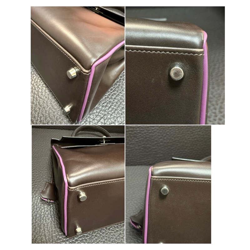 Hermes Kelly 2 Handbag 凱莉包 咖紫 復古絕版品-19