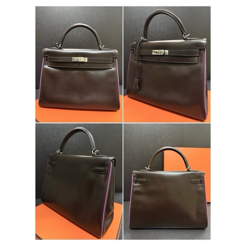 Hermes Kelly 2 Handbag 凱莉包 咖紫 復古絕版品-36