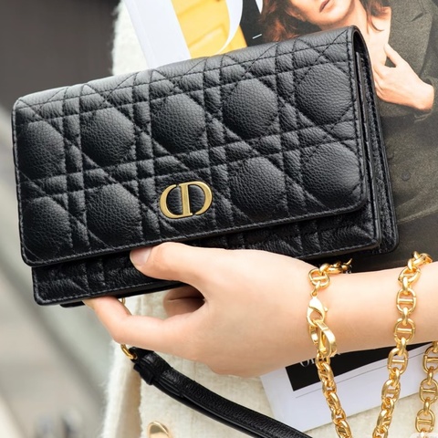Dior🖤黑金籐格紋小牛皮CARO/S5134UWHC_M900