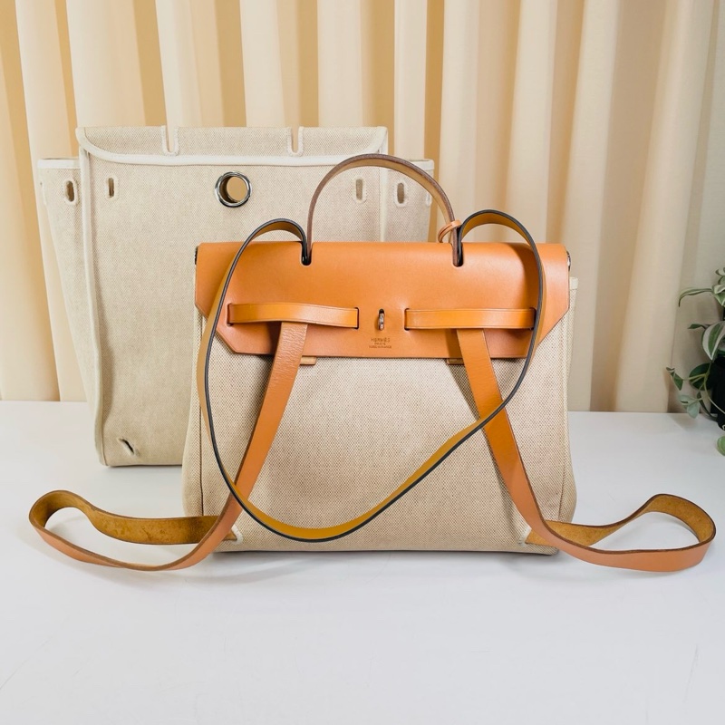 Hermès愛馬仕 98新 herbag 拼色單肩斜挎手提包 有同色替換袋 尺寸28/25cm 最舒適好搭的配色 慵懶隨性風拿捏完美-1