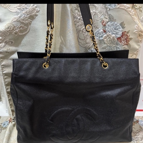 香奈兒Vintage老香 荔枝牛皮托特包tote 公事包/媽媽包/筆電腦包