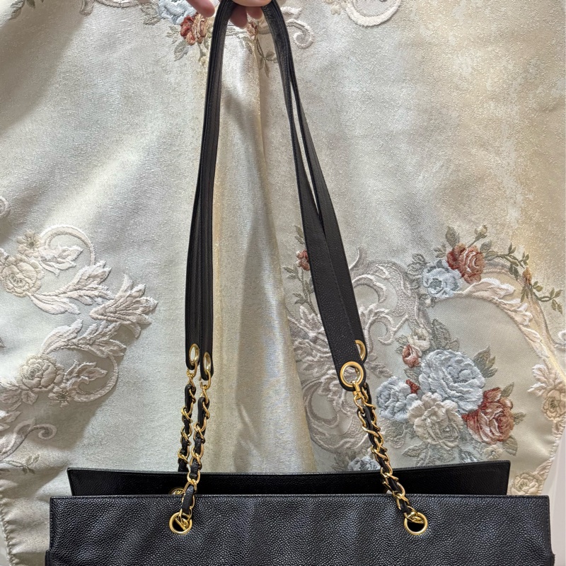 香奈兒Vintage老香 荔枝牛皮托特包tote 公事包/媽媽包/筆電腦包-1