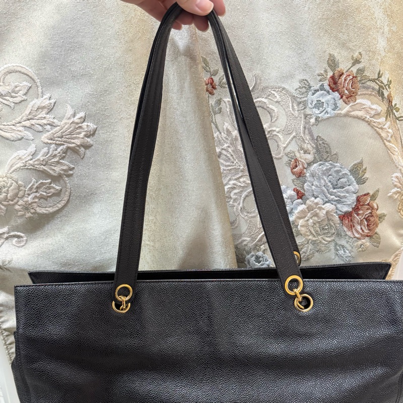 香奈兒Vintage老香 荔枝牛皮托特包tote 公事包/媽媽包/筆電腦包-11