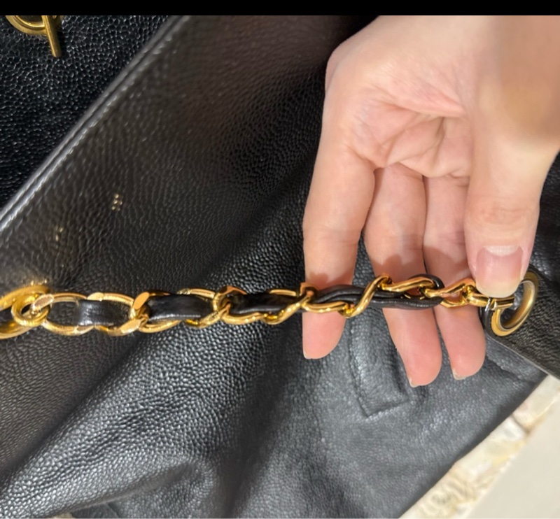 香奈兒Vintage老香 荔枝牛皮托特包tote 公事包/媽媽包/筆電腦包-13