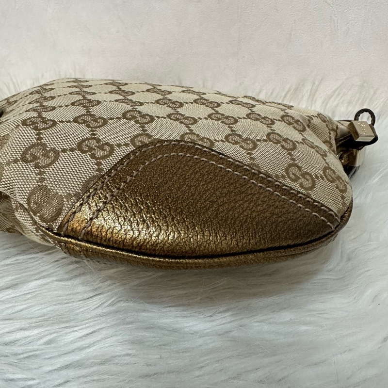 Gucci 162895 老花PVC古銅金牛皮牛角包 肩背包-7