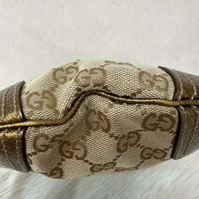 Gucci 162895 老花PVC古銅金牛皮牛角包 肩背包-8