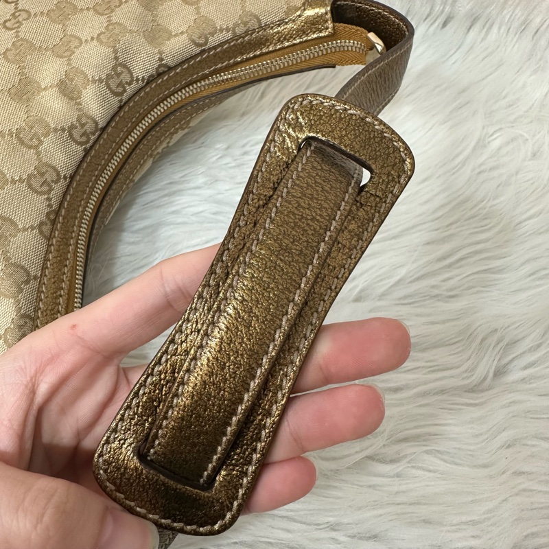 Gucci 162895 老花PVC古銅金牛皮牛角包 肩背包-22