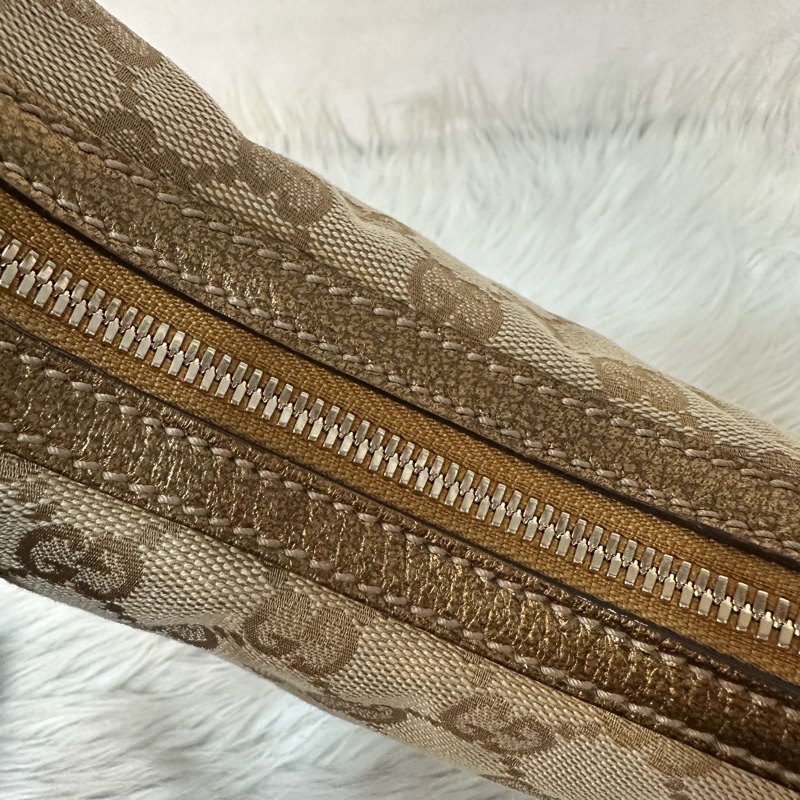 Gucci 162895 老花PVC古銅金牛皮牛角包 肩背包-26