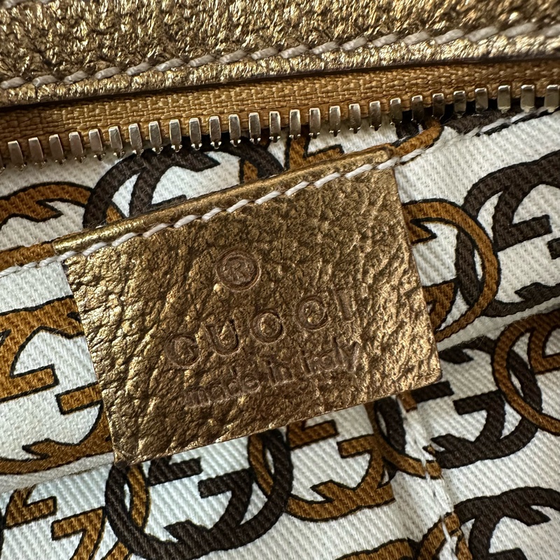 Gucci 162895 老花PVC古銅金牛皮牛角包 肩背包-30