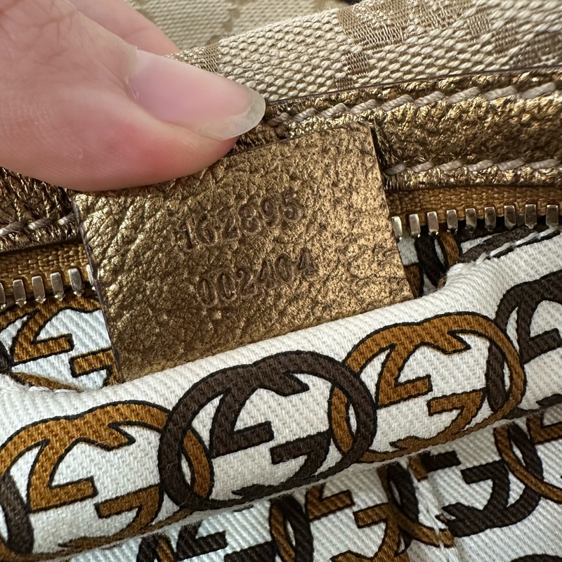 Gucci 162895 老花PVC古銅金牛皮牛角包 肩背包-31