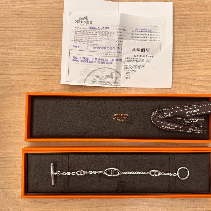 全新現貨 Hermes 愛馬仕 925純銀 豬鼻經典款手鍊 尺寸LG-3