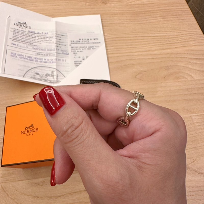 全新現貨 Hermes 愛馬仕 925純銀 豬鼻經典款戒指 戒圍55-2