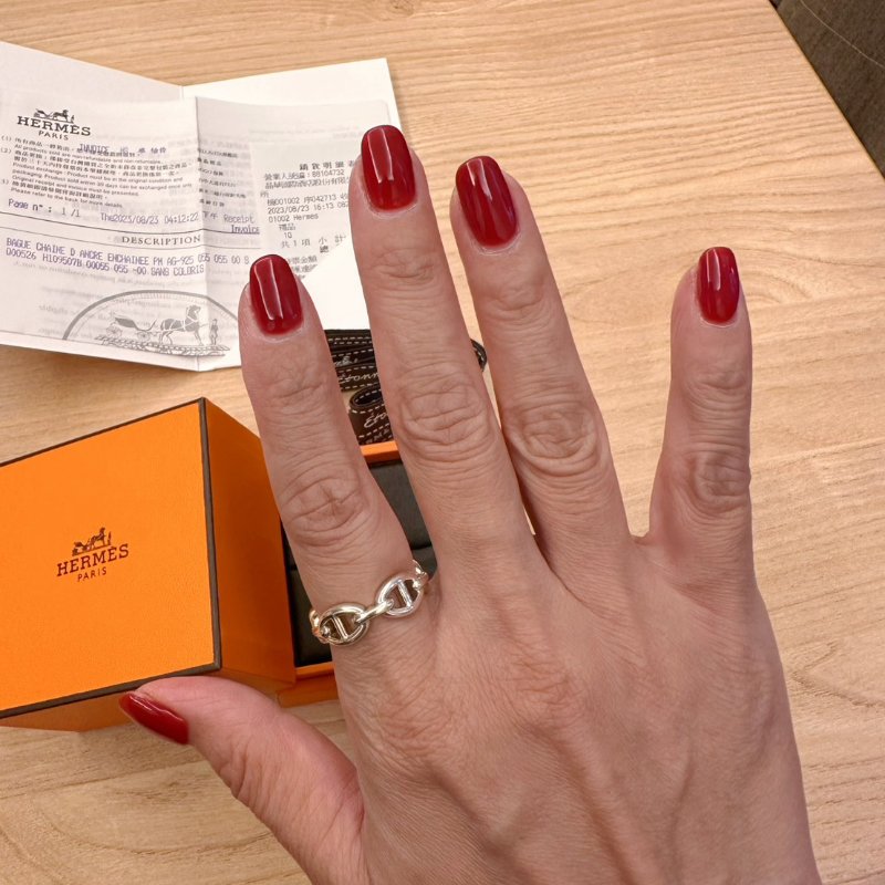 全新現貨 Hermes 愛馬仕 925純銀 豬鼻經典款戒指 戒圍55-3