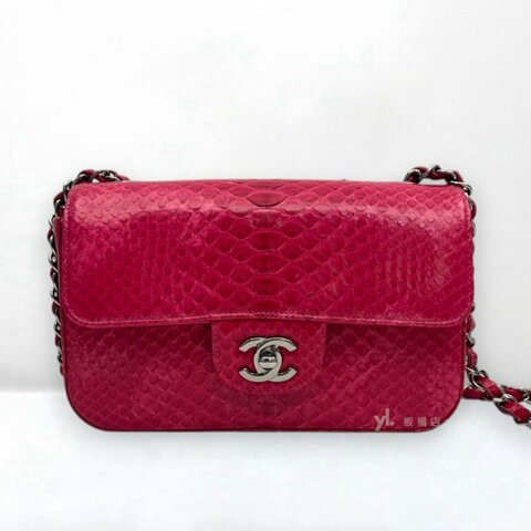 S5351-CHANEL桃粉色蛇皮銀釦 COCO 20CM