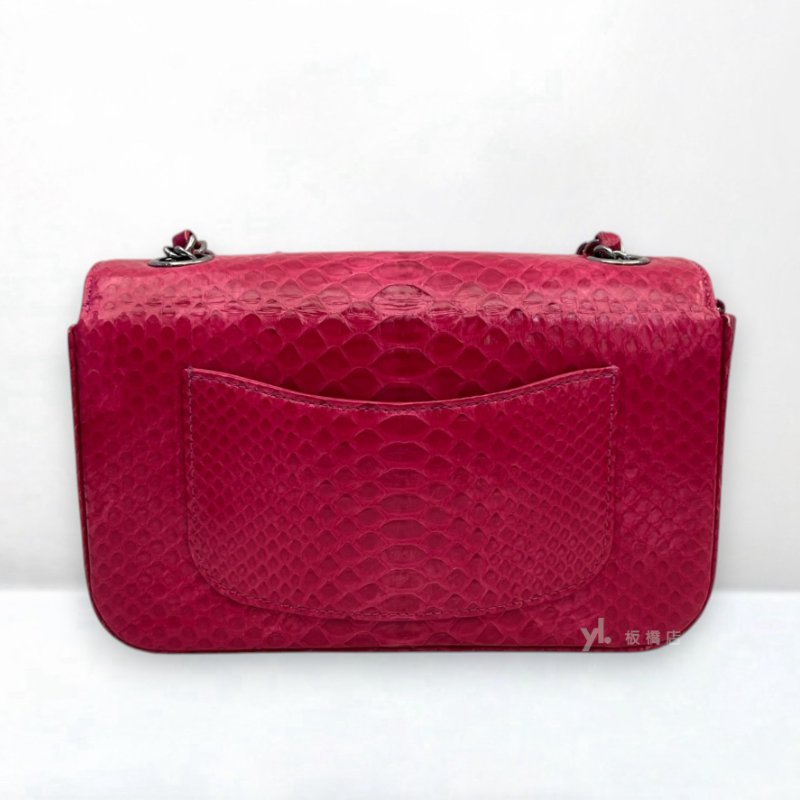S5351-CHANEL桃粉色蛇皮銀釦 COCO 20CM-3
